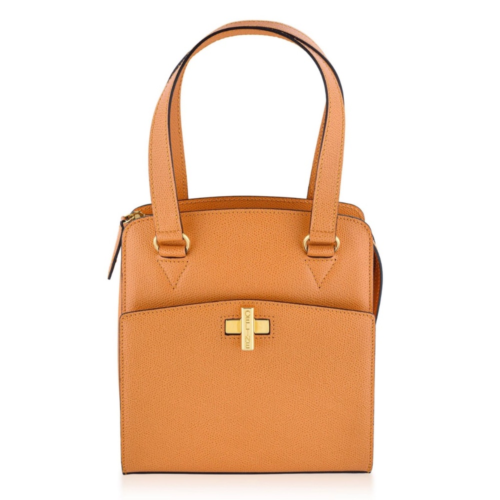 Authentic Celine Turn Lock Orange color Leather HandBag